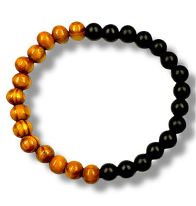 Nyari's Wood and Black Agate Stone Bracelet