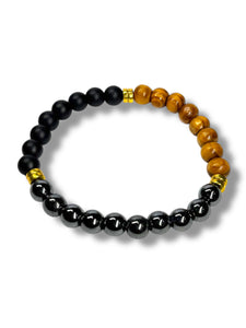 Nyari's Hematite Wood Black Agate Bracelet