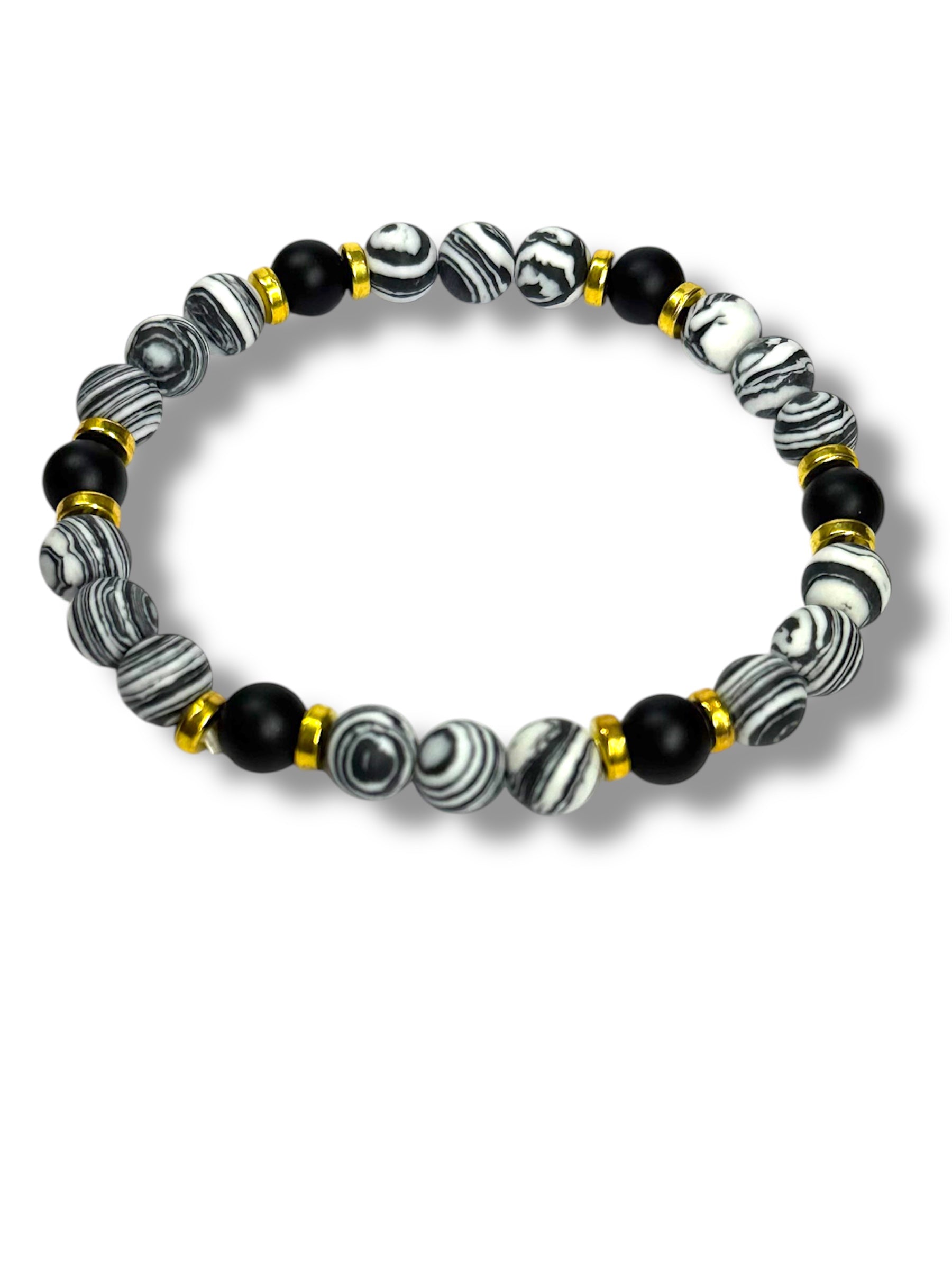 Nyari's Zebra Jasper and Black Agate Bracelet