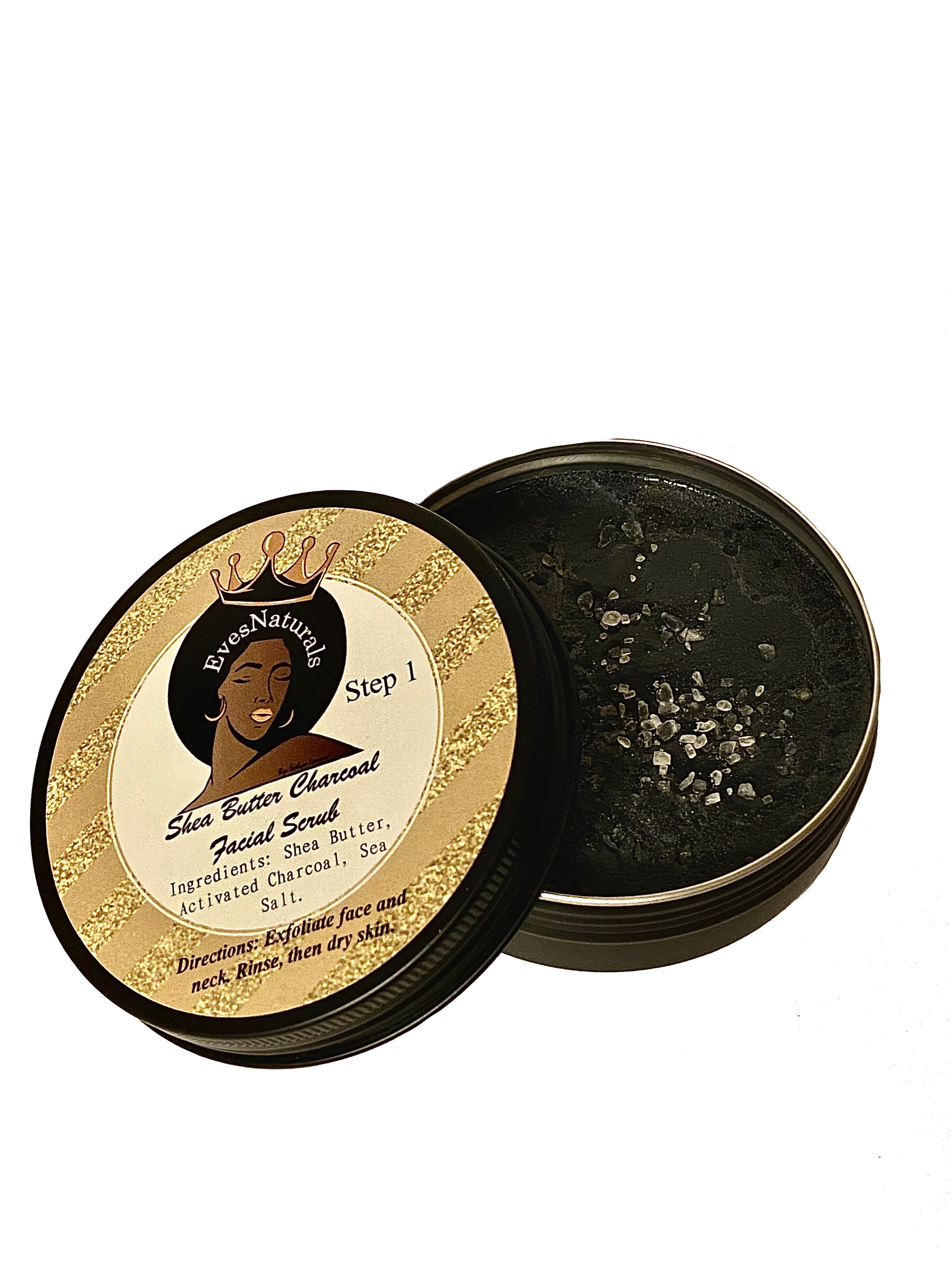 EvesNaturals Step 1: Shea Butter Charcoal Facial Scrub 4oz