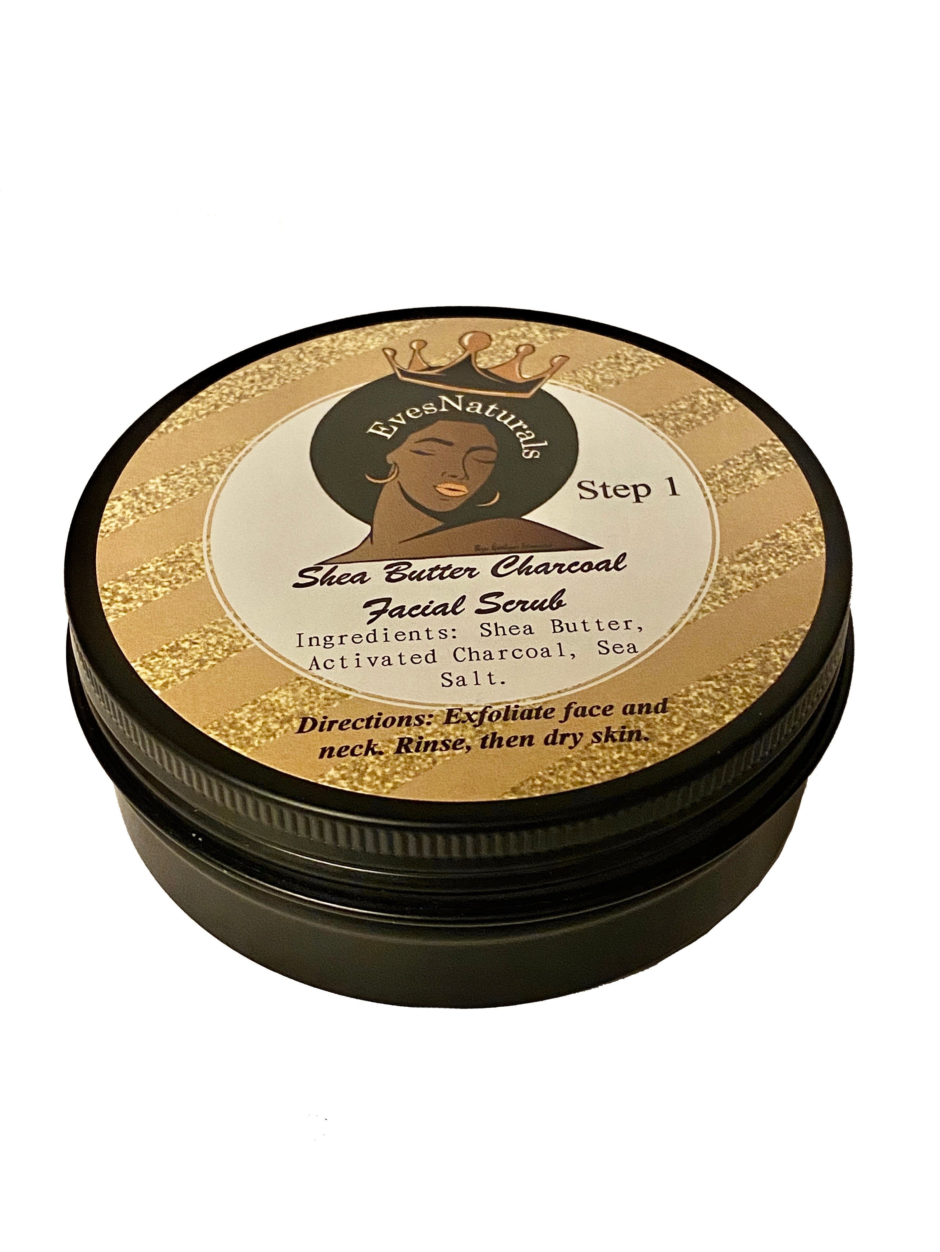 EvesNaturals Step 1: Shea Butter Charcoal Facial Scrub 4oz